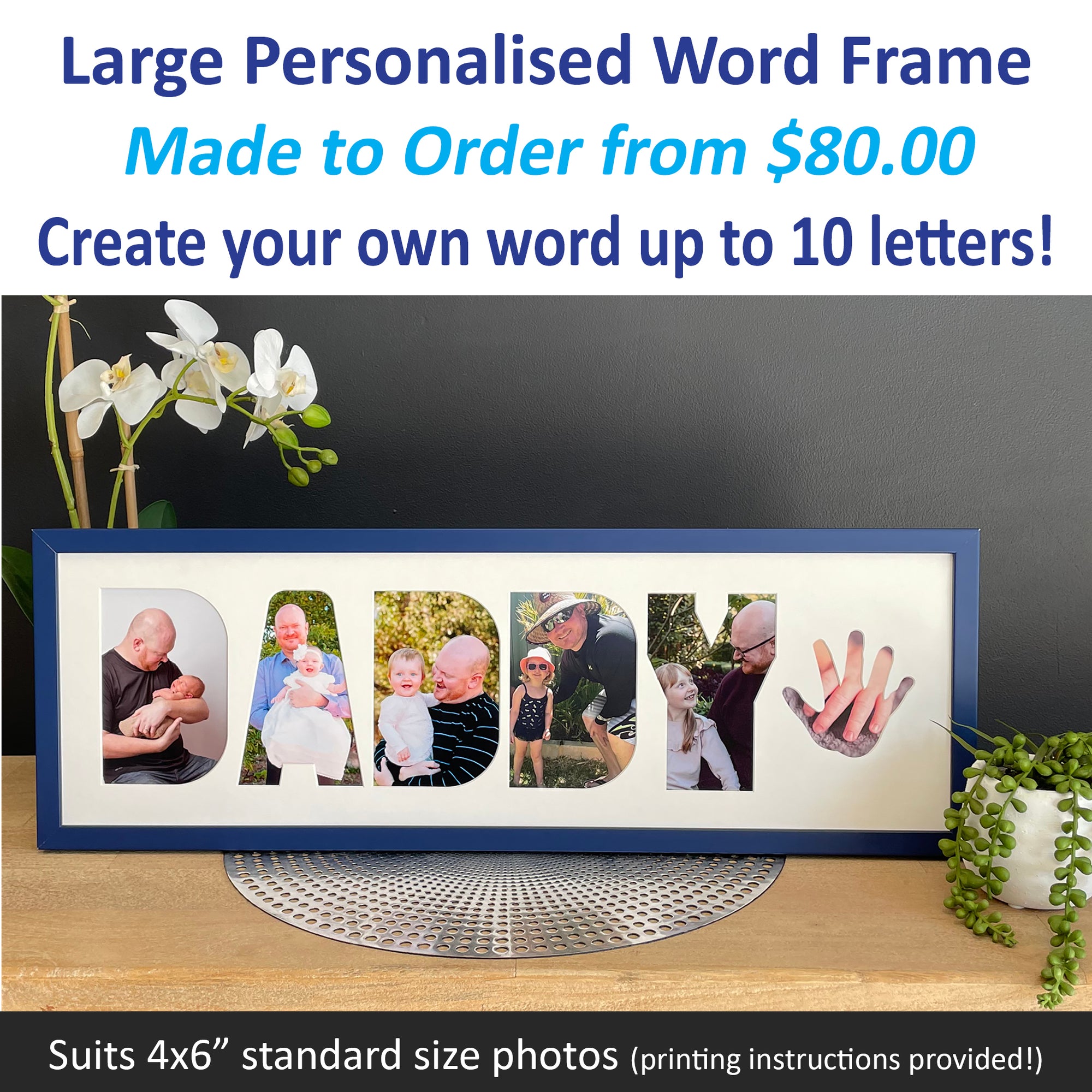 Father's Day Frames - 6 to 10 Letters (Large Size)